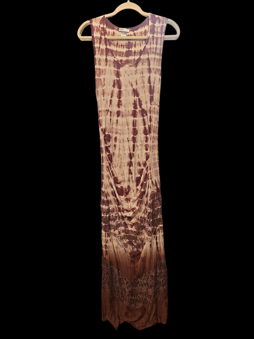 VENUS Tie-Dye Maxi Dress in Mauve and Beige